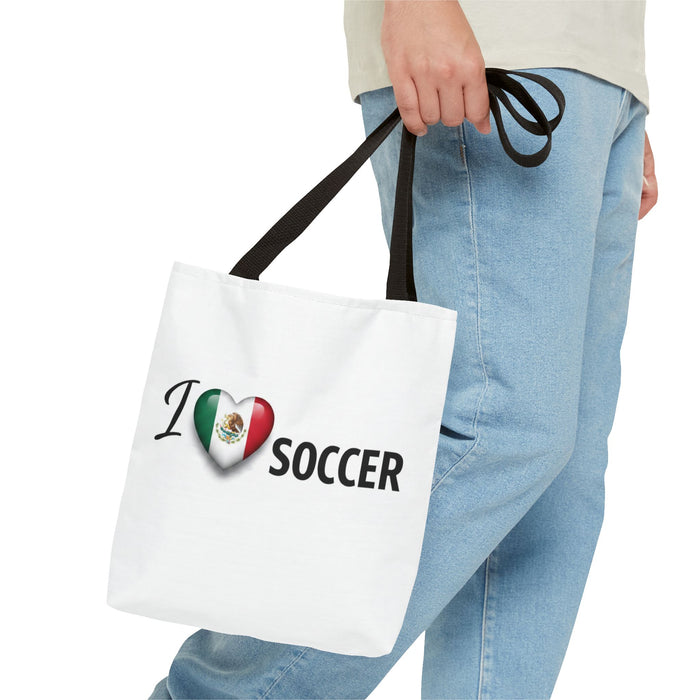 I  Soccer Tote Bag — Mexican Flag Heart Design