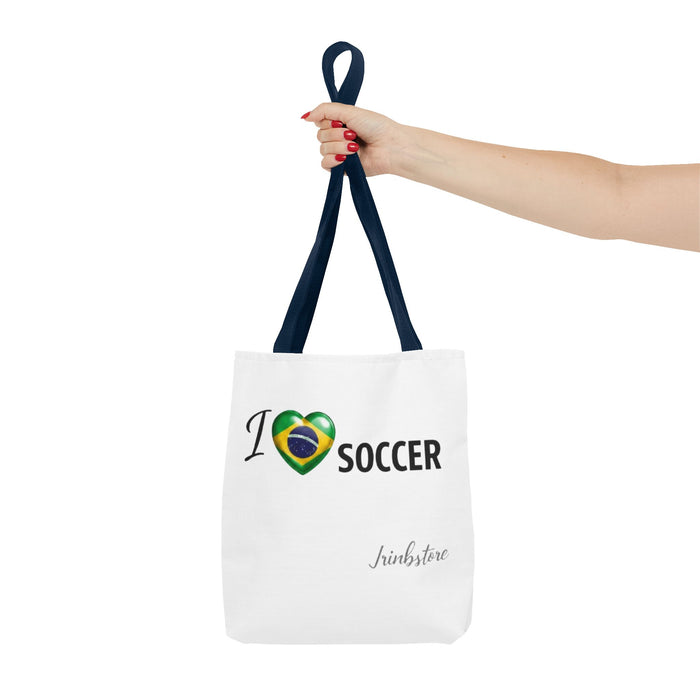 I  Soccer Tote Bag — Brazil Flag Heart Soccer Fan Tote