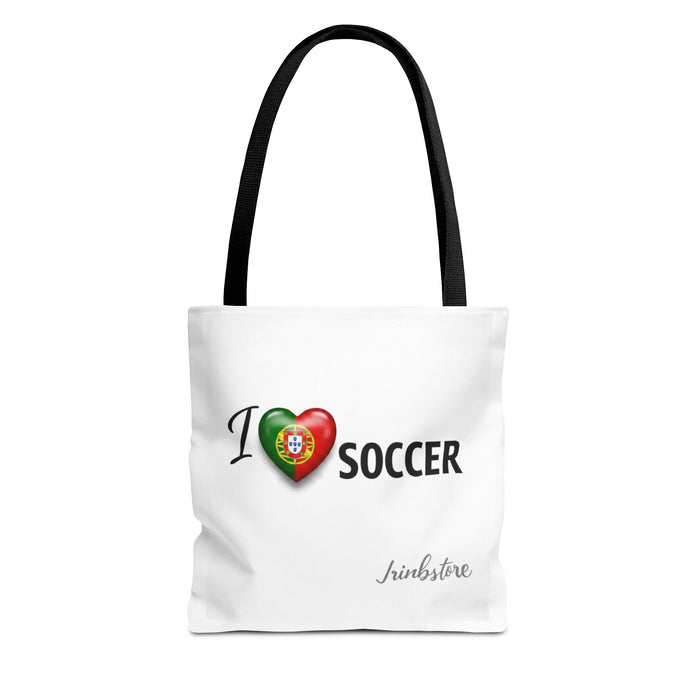 I Love Soccer Tote Bag – Portugal Heart Flag Design