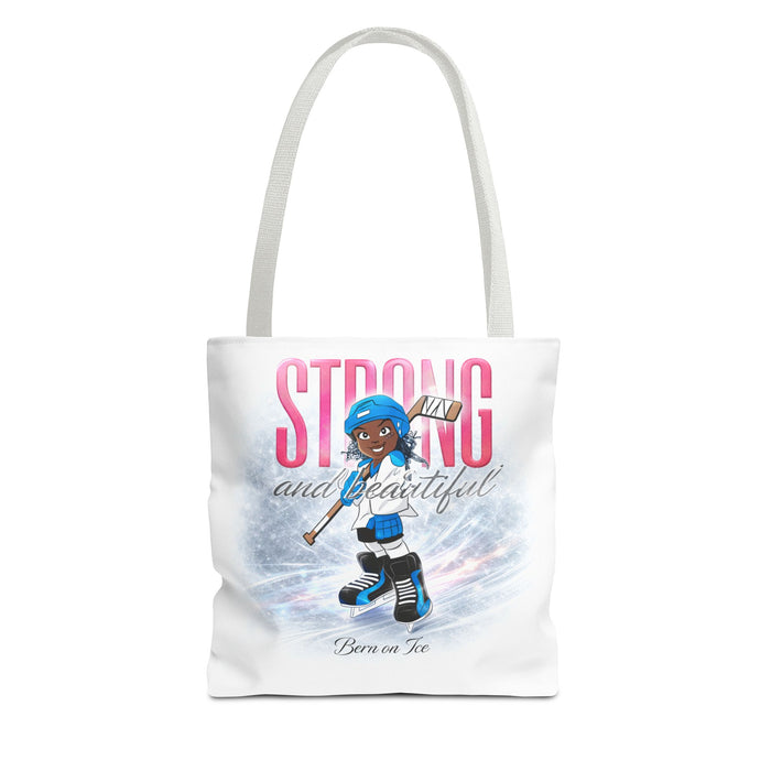 Strong and Beautiful Hockey Girl Tote Bag – Born on Ice Inspirational Sports Tote