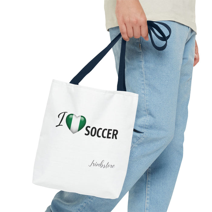 I Heart Soccer Tote Bag — Nigeria Flag Heart Soccer Fan Tote