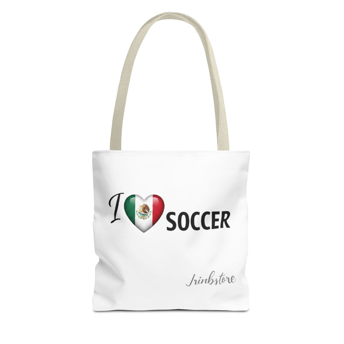 I  Soccer Tote Bag — Mexican Flag Heart Soccer Fans Gift