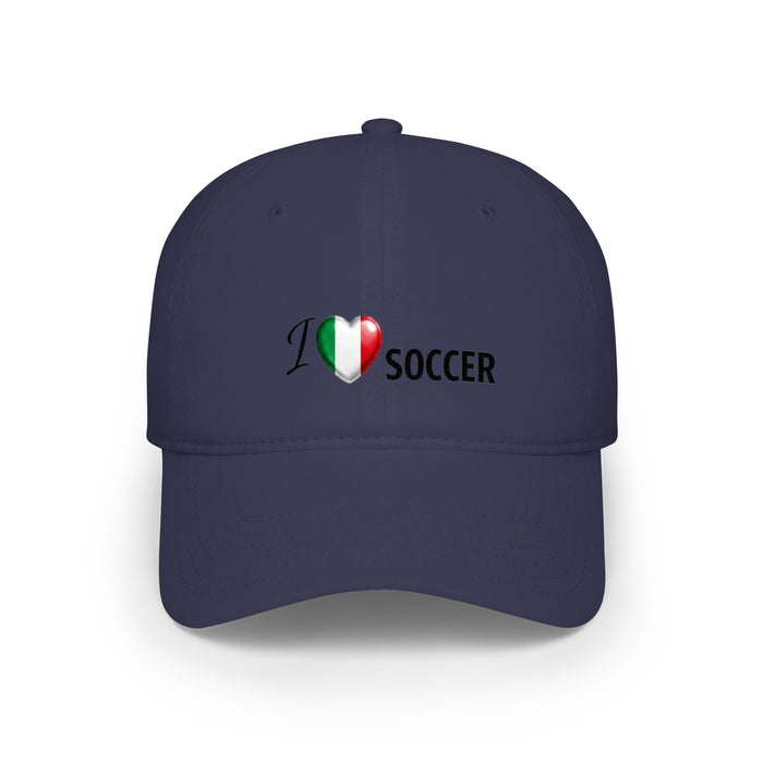 I Love Soccer Cap — Italian Flag Heart Soccer Baseball Hat
