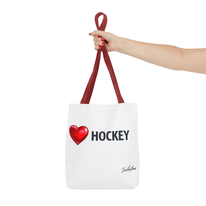 Love Hockey Tote Bag – Heart Emoji Hockey Fan Tote