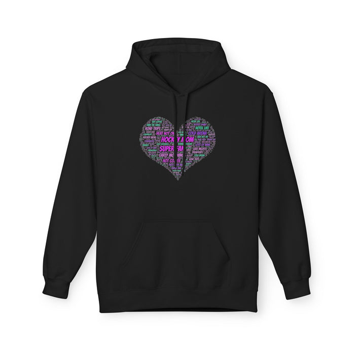 Love Word Cloud Heart Hoodie - Inspirational Typography Pullover