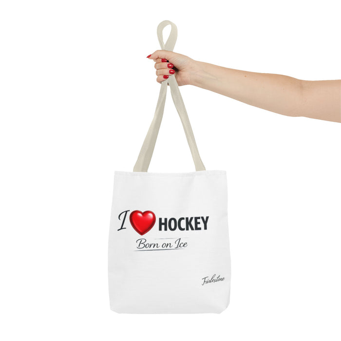 I  Hockey Tote Bag — "Born on Ice" Hockey Lover Canvas Tote
