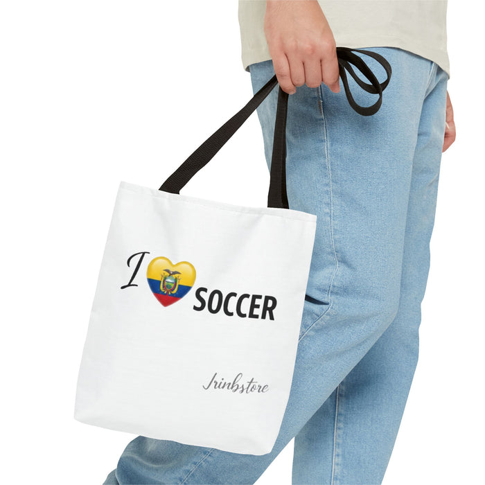 I heart Ecuador Soccer Tote Bag – Ecuadorian Flag Heart Soccer Fan Tote