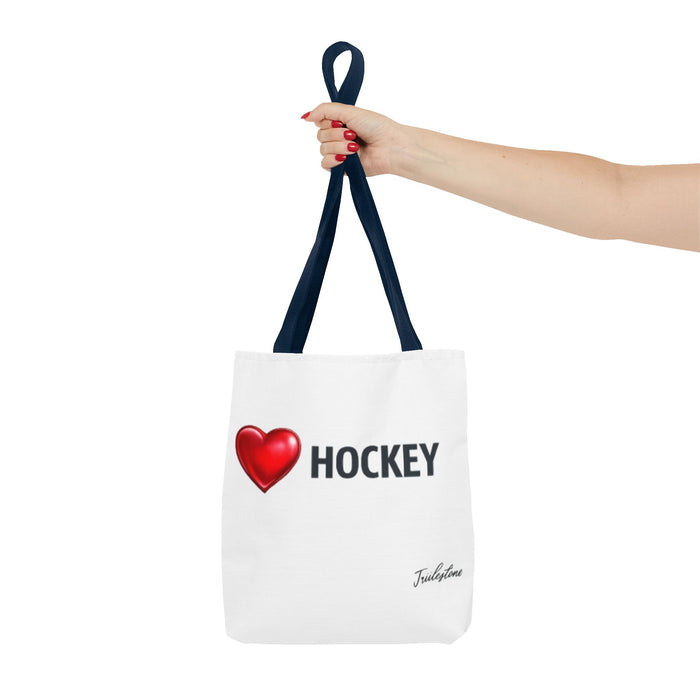 Love Hockey Tote Bag – Heart Emoji Hockey Fan Tote