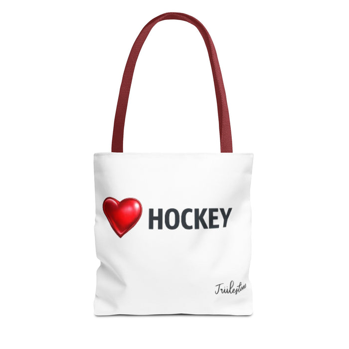 Love Hockey Tote Bag – Heart Emoji Hockey Fan Tote