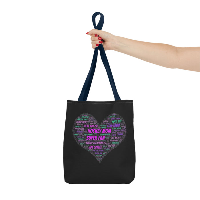 Hockey Mom Heart Tote Bag — Word Cloud Athletic Fan Gift