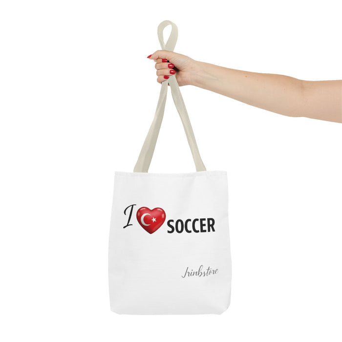 I  SOCCER Turkey Flag Tote Bag — Lightweight Game Day Canvas Tote