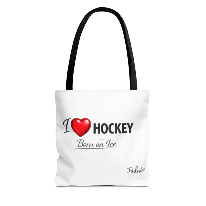 I  Hockey Tote Bag — "Born on Ice" Hockey Lover Canvas Tote