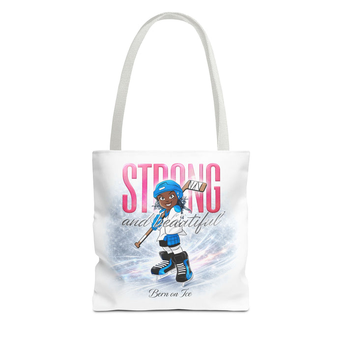 Strong and Beautiful Hockey Girl Tote Bag — Born on Ice All-Over Print