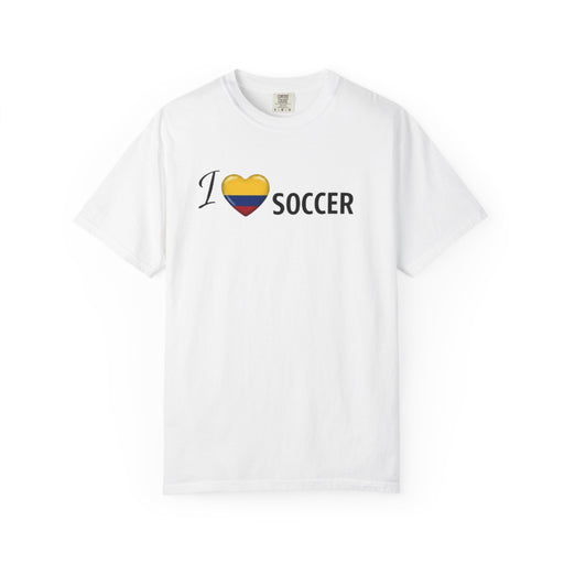 I Heart Soccer T‑Shirt with Colombian Flag Heart – Soccer Fan Tee