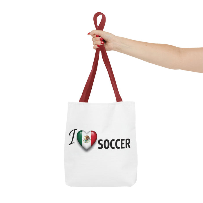 I  Soccer Tote Bag — Mexican Flag Heart Design