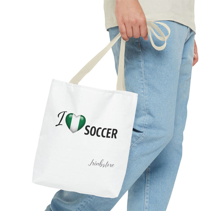 I Heart Soccer Tote Bag — Nigeria Flag Heart Soccer Fan Tote