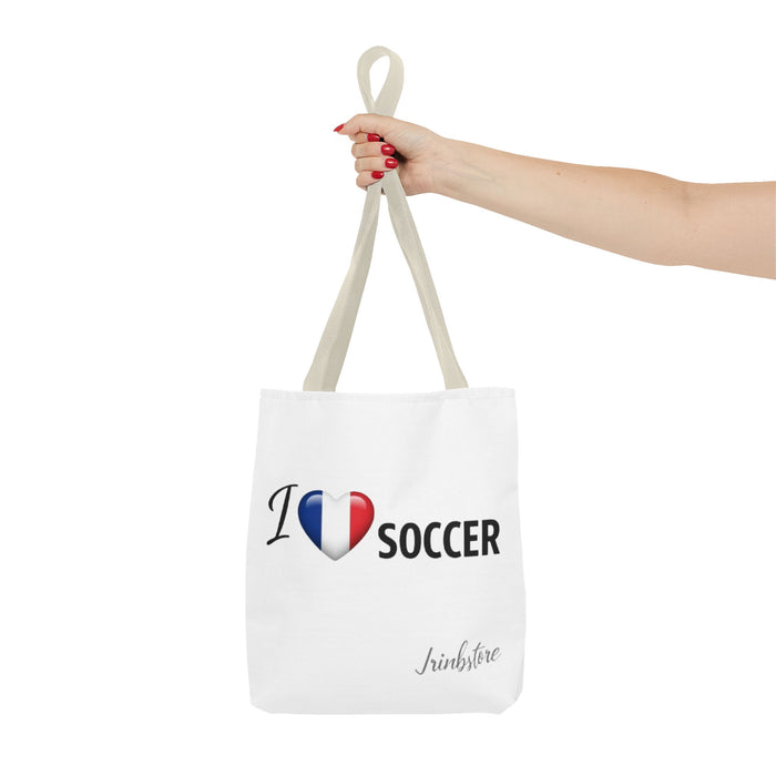 Soccer Tote Bag - "I  Soccer" with French Flag Heart, Casual Sports Fan Gift