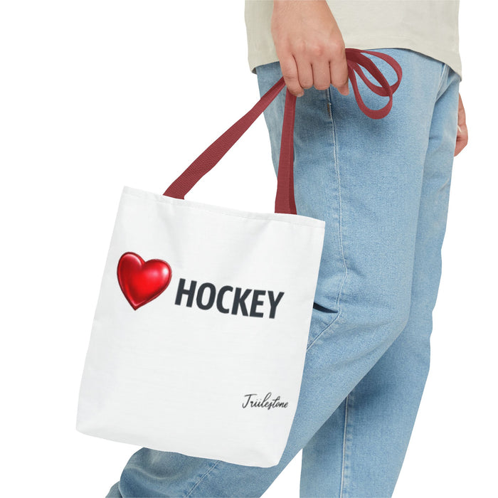 Love Hockey Tote Bag – Heart Emoji Hockey Fan Tote