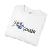 Soccer Heart Flag T-Shirt — "I  Soccer" Uruguay-Inspired Football Tee