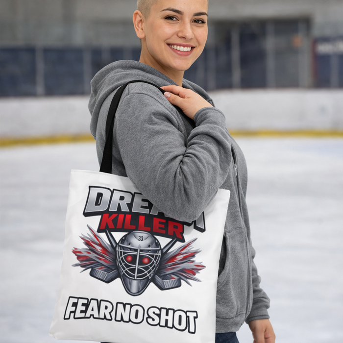 Dream Killer 'Fear No Shot' Hockey Goalie Tote Bag