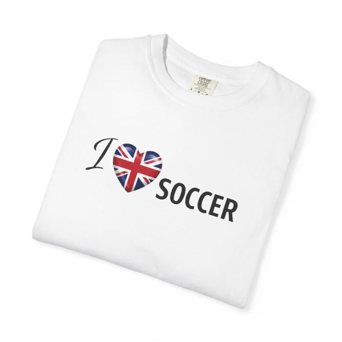 I Heart UK Soccer T-Shirt — British Flag Heart Soccer Tee