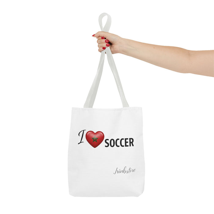 I heart Soccer Tote Bag — Heart Soccer with Morocco flag