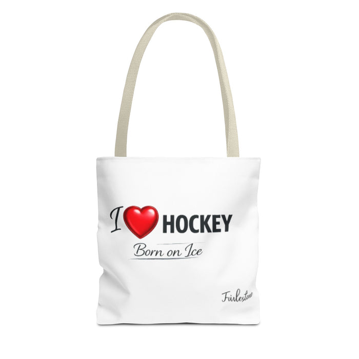 I  Hockey Tote Bag — "Born on Ice" Hockey Lover Canvas Tote