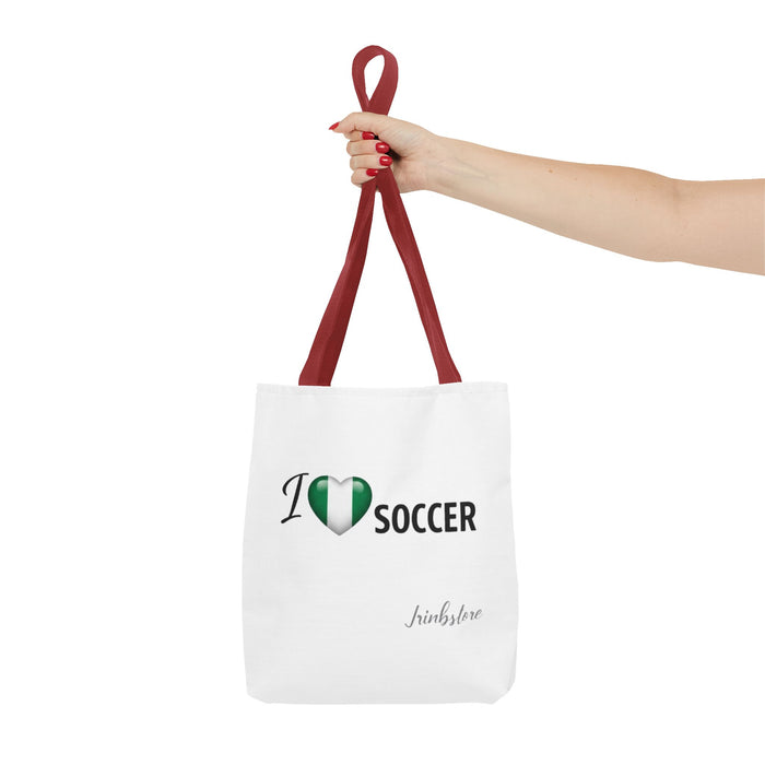 I Heart Soccer Tote Bag — Nigeria Flag Heart Soccer Fan Tote