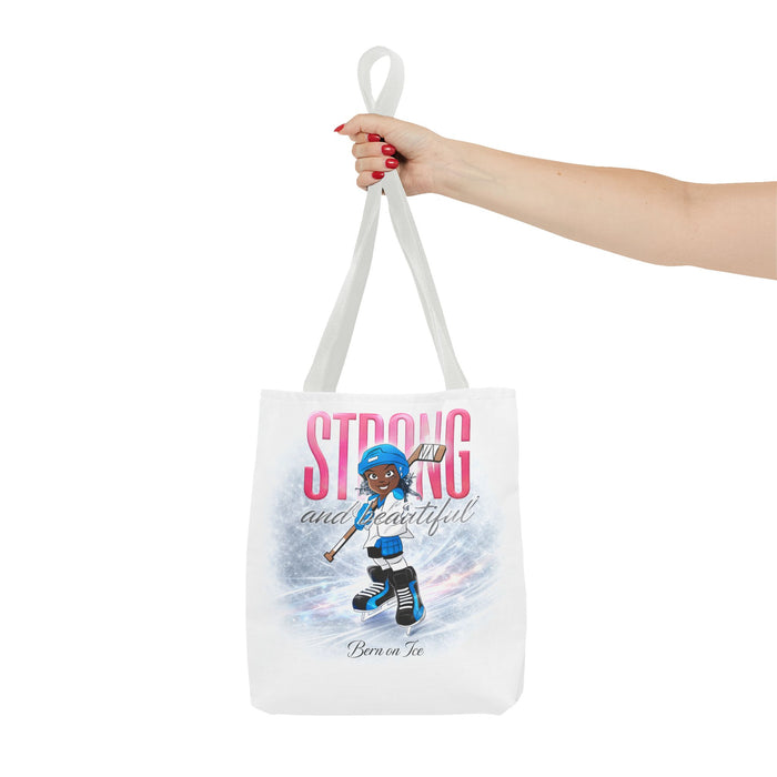 Strong and Beautiful Hockey Girl Tote Bag – Born on Ice Inspirational Sports Tote