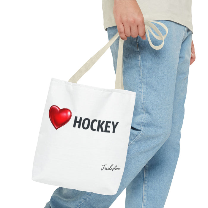 Love Hockey Tote Bag – Heart Emoji Hockey Fan Tote