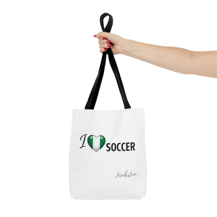 I Heart Soccer Tote Bag — Nigeria Flag Heart Soccer Fan Tote