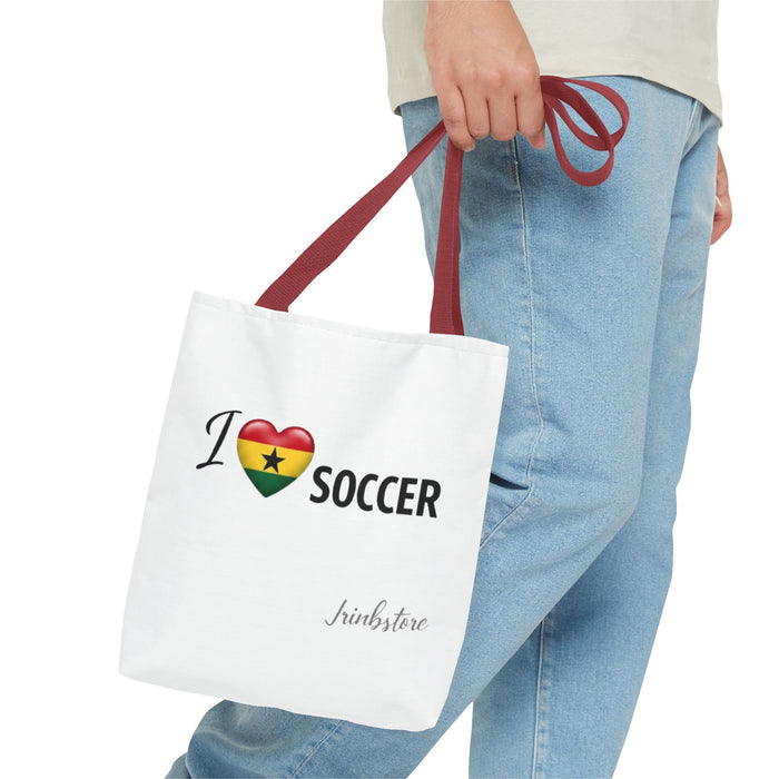I  heart Ghana Soccer Tote Bag – Flag Heart Football Fan Tote