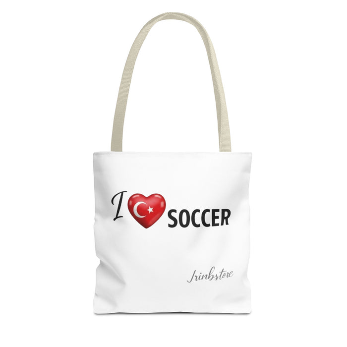 I  SOCCER Turkey Flag Tote Bag — Lightweight Game Day Canvas Tote