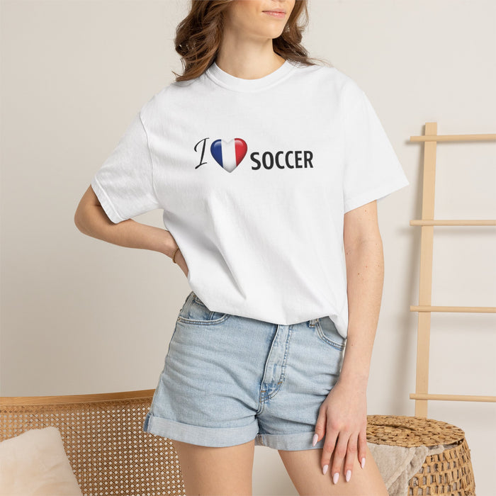 I Heart Soccer T-Shirt — French Flag Heart Soccer Tee
