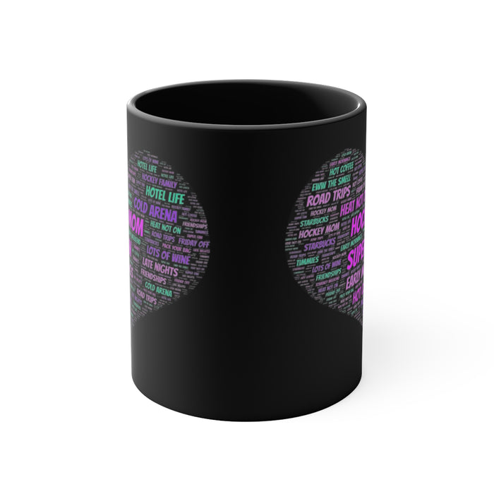 Hockey Mom Heart Accent Mug — 'Hockey Mom Super Fan' Pink Interior Coffee Cup