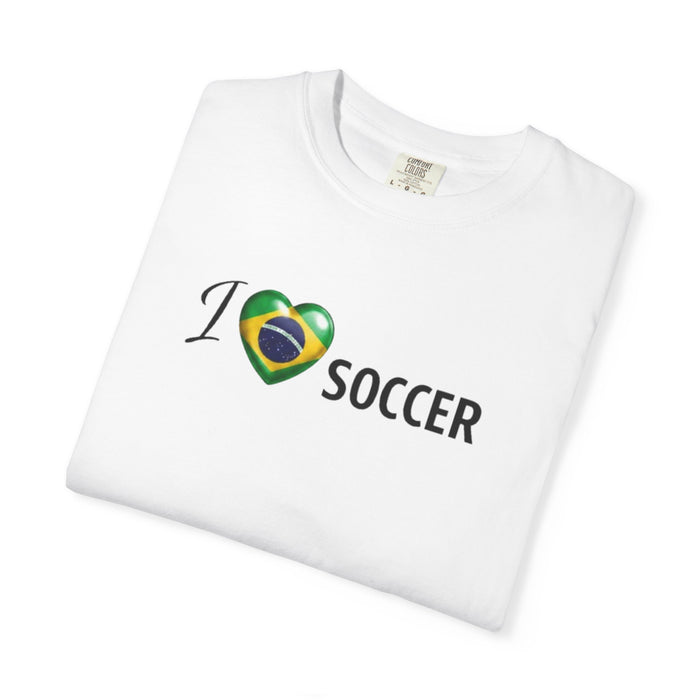 I Love Brazil Soccer T-Shirt — Brazilian Flag Heart Soccer Tee