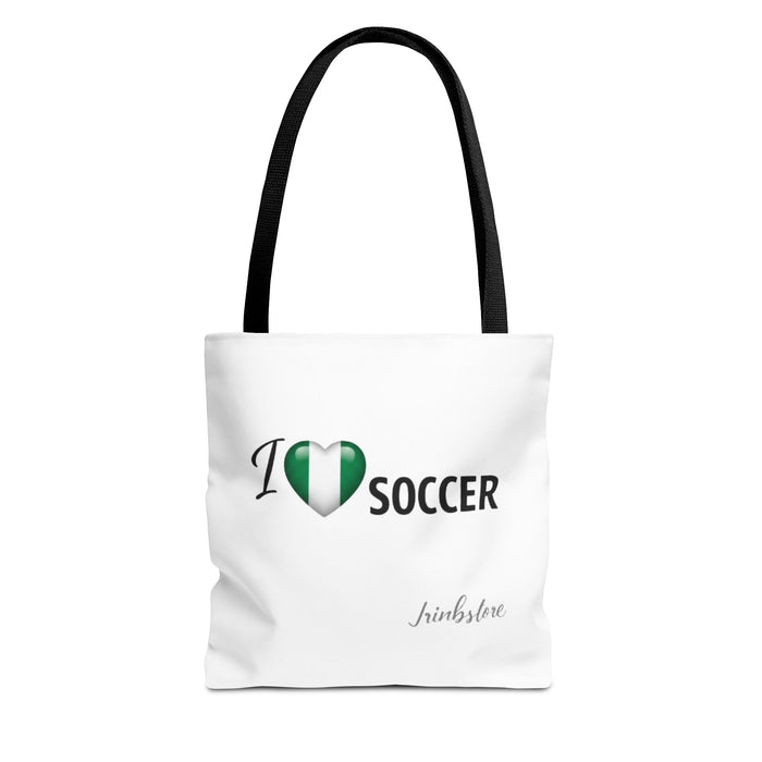 I Heart Soccer Tote Bag — Nigeria Flag Heart Soccer Fan Tote