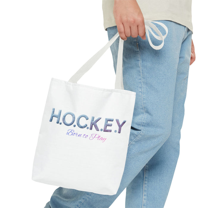 Hockey Tote Bag — "H.O.C.K.E.Y. Born to Play" Ice Sport Tote