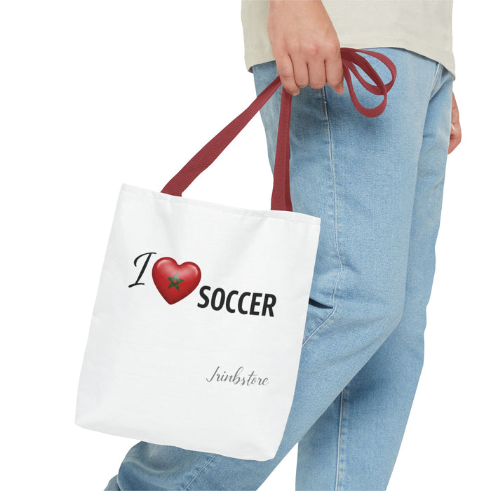 I heart Soccer Tote Bag — Heart Soccer with Morocco flag
