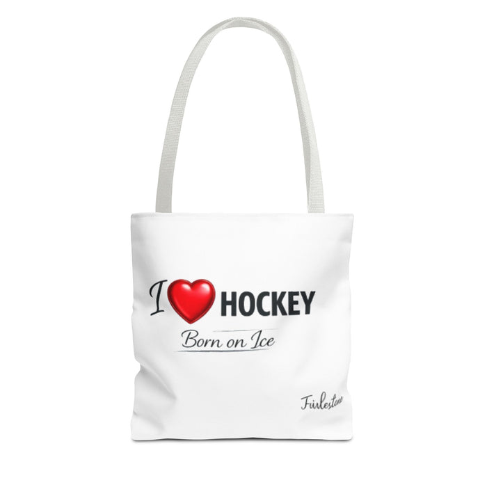 I  Hockey Tote Bag — "Born on Ice" Hockey Lover Canvas Tote