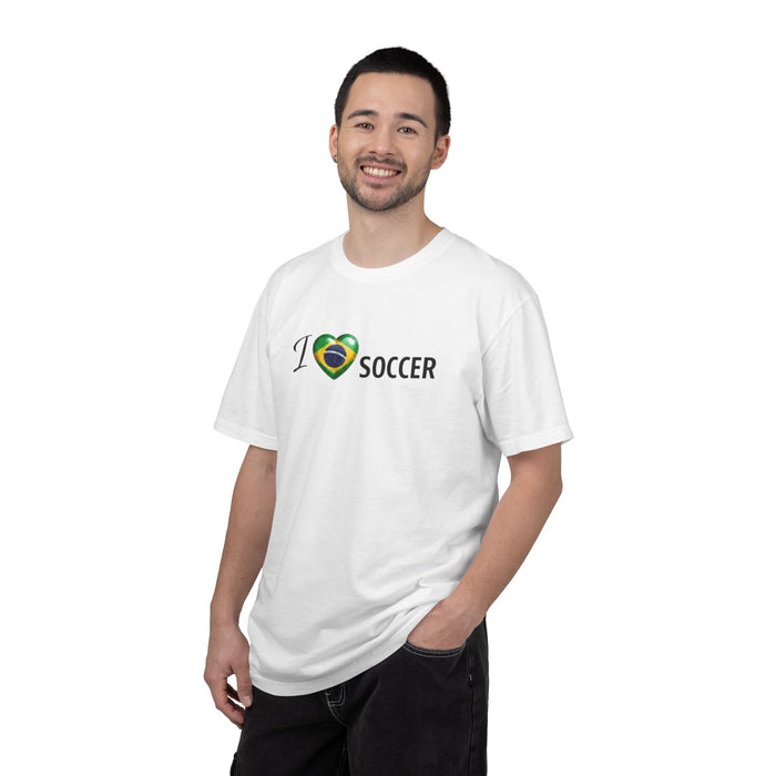 I Love Brazil Soccer T-Shirt — Brazilian Flag Heart Soccer Tee